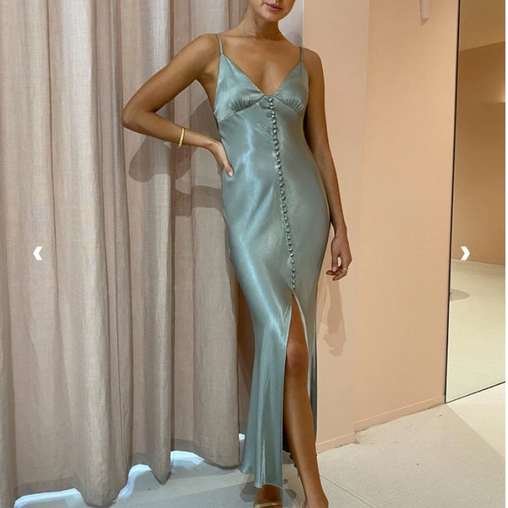 SHONA JOY La Lune Bias Slip Dress in Sage (NWT)